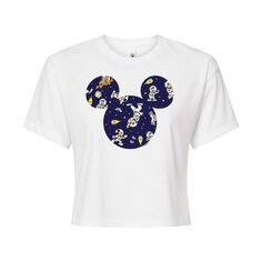 Укороченная футболка с рисунком «Микки Маус и друзья» Disney&apos;s для подростков с космическим силуэтом Licensed Character, белый