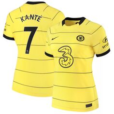 Женская джерси Nike N&apos;Golo Kanté Yellow Chelsea 2021/22 выездная Джерси Breathe Stadium Player Nike