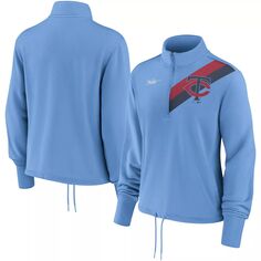 Женский светло-голубой пуловер с молнией до половины длины Nike Minnesota Twins 1965 Cooperstown Collection Rewind Stripe Performance Nike