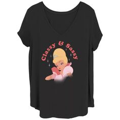 Стильная и дерзкая футболка с V-образным вырезом и графическим рисунком Disney&apos;s The Princess &amp; The Frog Charlotte Juniors Plus Disney