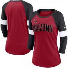 Женская футболка Nike Arizona Cardinals Cardinal/Heather Black Football Pride Raglan с рукавами 3/4 Nike