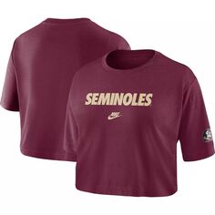 Женская укороченная футболка с надписью Nike Garnet Florida State Seminoles Nike