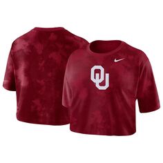 Женская укороченная футболка Nike Crimson Oklahomaooners Tie-Dye Nike