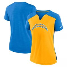 Женская футболка Nike Gold/Powder Blue Los Angeles Chargers Impact Exceed Performance с вырезом в горловине Nike