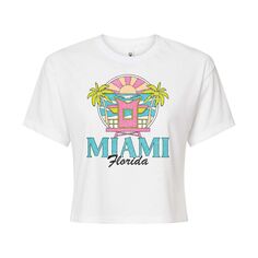 Укороченная футболка с рисунком Miami Florida для юниоров Licensed Character, белый
