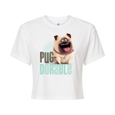 Укороченная футболка с рисунком Juniors&apos; Secret Life Pets Pug Licensed Character, белый