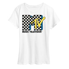 Женская футболка с клетчатым логотипом MTV и графическим рисунком Licensed Character, белый