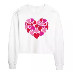 Укороченный свитшот с сердечками для юниоров Valentine Hearts Licensed Character, белый