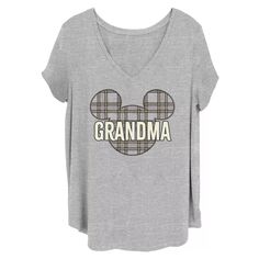 Детская клетчатая футболка больших размеров с рисунком «Бабушка» Disney&apos;s Микки Маус Disney