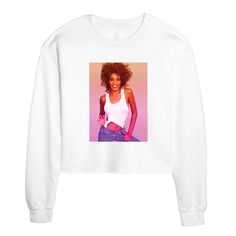 Укороченный свитшот с фотографией Whitney Houston для юниоров Licensed Character, белый
