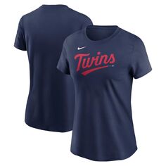 Женская темно-синяя футболка Nike Minnesota Twins 2023 с надписью Wordmark Nike