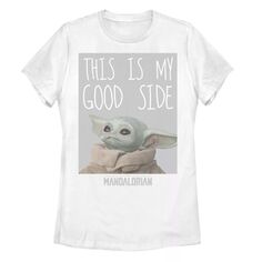 Детская футболка «Звездные войны, мандалорец, ребенок» с надписью «Это моя хорошая сторона» Licensed Character, белый