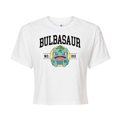 Укороченная футболка для подростков с изображением покемона Бульбазавра Licensed Character, белый