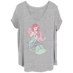 Футболка Disney&apos;s The Little Mermaid Ariel Juniors Plus с подписанным портретом и V-образным вырезом с рисунком Disney