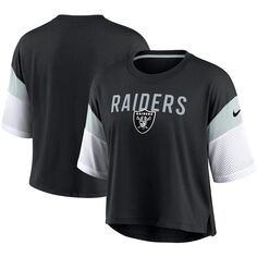 Женский черный/белый укороченный топ Nike Las Vegas Raiders Nickname Tri-Blend Performance Nike