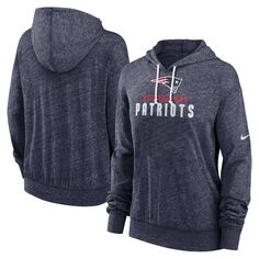 Женский темно-синий пуловер с капюшоном Nike New England Patriots больших размеров для спортзала в винтажном стиле Nike
