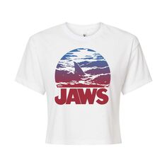 Укороченная футболка Juniors&apos; Jaws с омбре и плавниками Licensed Character, белый