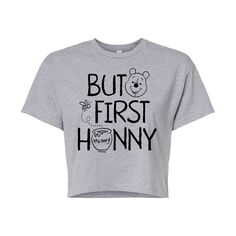 Укороченная футболка с рисунком Disney&apos;s Winnie The Juniors Hunny Disney, серый
