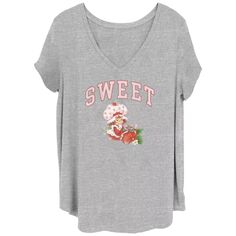 Детская футболка больших размеров с клубничным песочным печеньем Sweet And Happy с v-образным вырезом и рисунком Licensed Character