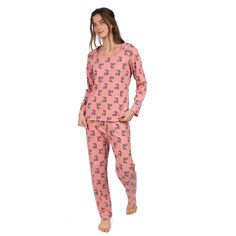 Женская хлопковая пижама свободного покроя Leveret из двух предметов Koala Pink Leveret