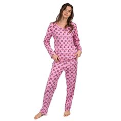 Женская пижама Leveret из двух частей хлопка свободного покроя Цветочный горшок Leveret