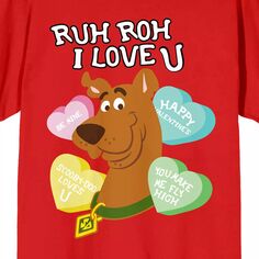 Футболка с рисунком Скуби-Ду для юниоров, посвящённая Дню святого Валентина, «Ruh Roh, I Love You» Licensed Character