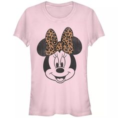 Детская приталенная футболка Disney&apos;s Minnie Mouse с леопардовым принтом и бантом и портретом Licensed Character