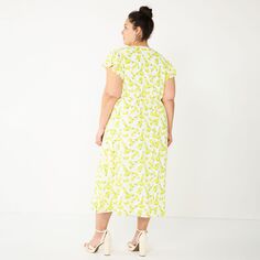 Платье миди с запахом лимонного цвета DRAPER JAMES RSVP больших размеров DRAPER JAMES RSVP