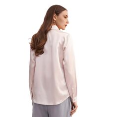 LILYSILK Женская базовая шелковая рубашка со скрытыми планками Lilysilk