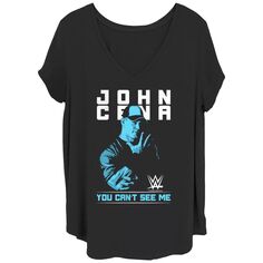 Футболка Juniors&apos; Plus WWE John Cena You Can&apos;t See Me с V-образным вырезом и графическим рисунком Licensed Character