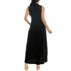 Женское платье макси с V-образным вырезом и воротником Nina Leonard Nina Leonard, черный