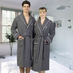 Домашний текстиль Linum, турецкий хлопок, персонализированный атласный халат с окантовкой, вафельный серый махровый халат Linum Home Textiles