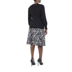 Женский комплект из свитера и юбки с объемными рукавами Nina Leonard Nina Leonard, черный/белый