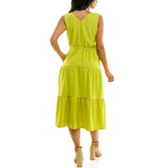 Женское многоярусное платье миди со сборками Nina Leonard Nina Leonard, ярко-зеленый