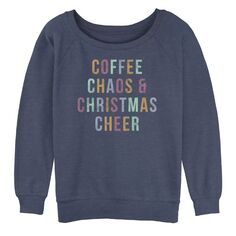 Толстовка оверсайз с цветным текстом и рисунком для юниоров «Кофейный хаос и рождественское веселье» Licensed Character