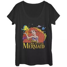 Детская футболка Disney&apos;s The Little Mermaid Ariel And Flounder Sunset с овальным вырезом Licensed Character