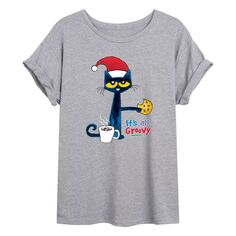 Размерная футболка с рисунком кота Пита для юниоров, шляпа Санта-Клауса Licensed Character