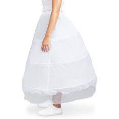 Юбка с тремя обручами для свадебного платья, регулируемая нижняя юбка из белого кружева для свадебного платья (обхват талии 22–40 дюймов; длина 28 дюймов) Sparkle and Bash