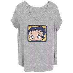 Детская футболка больших размеров Betty Boop Head Icon с v-образным вырезом и графическим рисунком Licensed Character