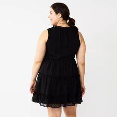 Многоярусное платье-блузон без рукавов для юниоров больших размеров без рукавов Speechless, черный