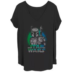 Детская футболка больших размеров Fett с V-образным вырезом и графическим рисунком Disney&apos;s Star Wars Licensed Character