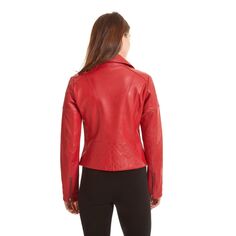 Женская асимметричная кожаная мотоциклетная куртка Excelled Excelled, красный