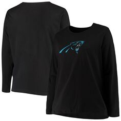 Женская футболка с длинным рукавом с логотипом Fanatics Black Carolina Panthers размера плюс Fanatics