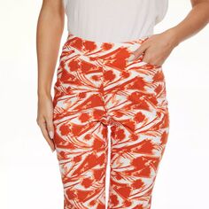 FC Design Цветочные оранжевые женские капри Капри с высокой талией для женщин Повседневное летнее платье больших размеров Капри с контролем живота F.C Design