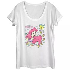 Детская футболка Disney&apos;s Little Mermaid с рисунком Ариэль и Флаундер Licensed Character