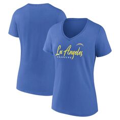 Женская футболка с v-образным вырезом и фирменным логотипом Fanatics Powder Blue Los Angeles Chargers Shine Time Fanatics