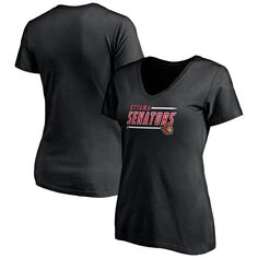 Женская черная футболка с логотипом Fanatics Ottawa Senators размера плюс с v-образным вырезом Fanatics