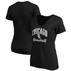Женская черная футболка с v-образным вырезом и надписью Fanatics Chicago White Sox Victory Script Fanatics