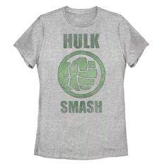 Футболка с круглым логотипом Marvel Hulk Smash Fist для юниоров и графическим рисунком зеленого камня Licensed Character