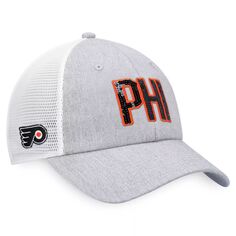 Женская кепка Fanatics с логотипом Heather Grey/White Philadelphia Flyers Iconic Glimmer Trucker Snapback Fanatics